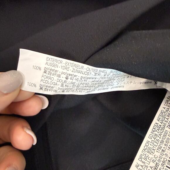 ZARA Sliced Boatneck Black Crepe Long Sleeve Top Women's Small Professional - Picture 3 of 7